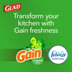 Glad ForceFlex 13 Gallon Tall Kitchen Drawstring Trash Bags with Febreze Gain Original Scent, 40 Count thumbnail 5