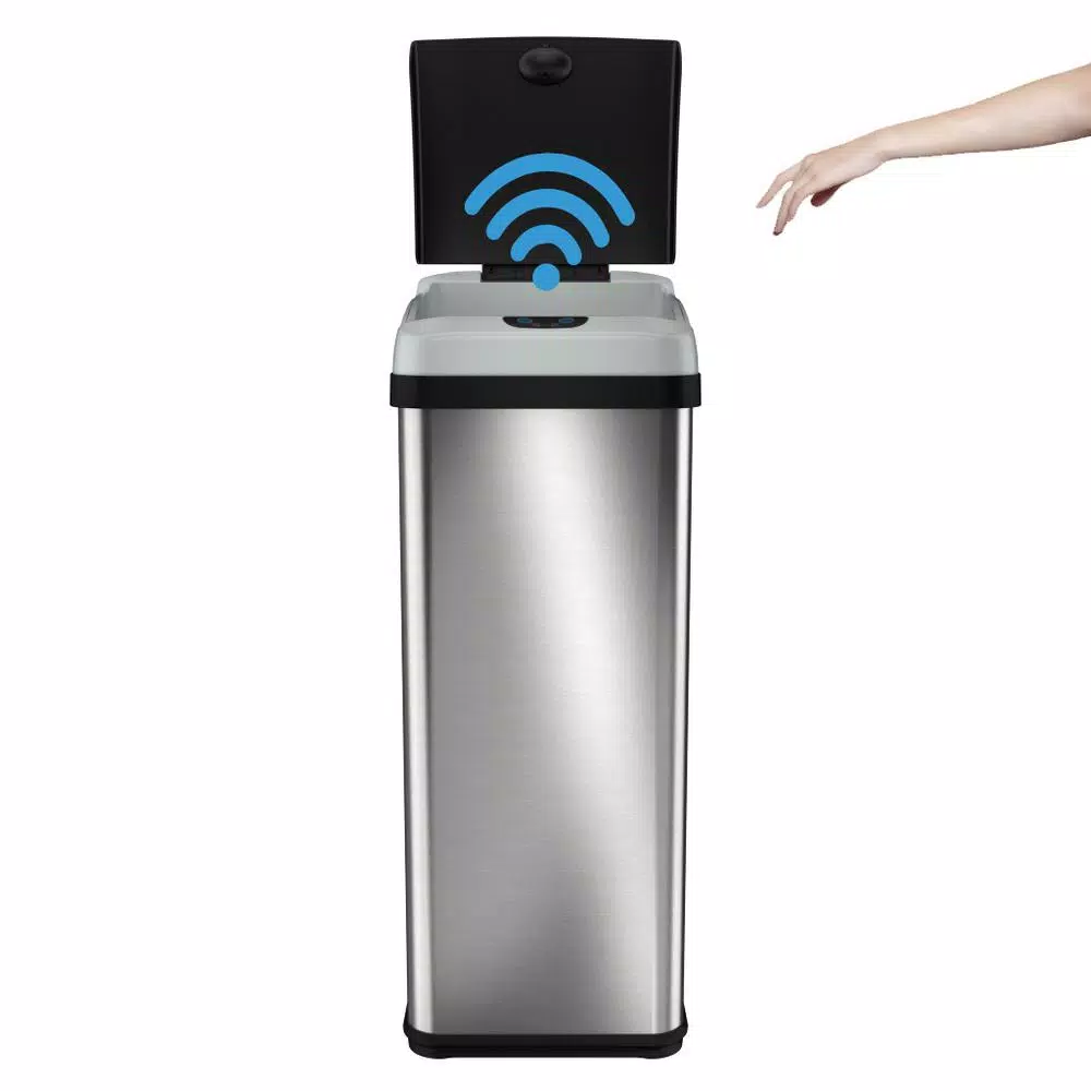 Halo 13 Gallon Platinum Extra-Wide Stainless Steel Automatic Sensor Trash Can