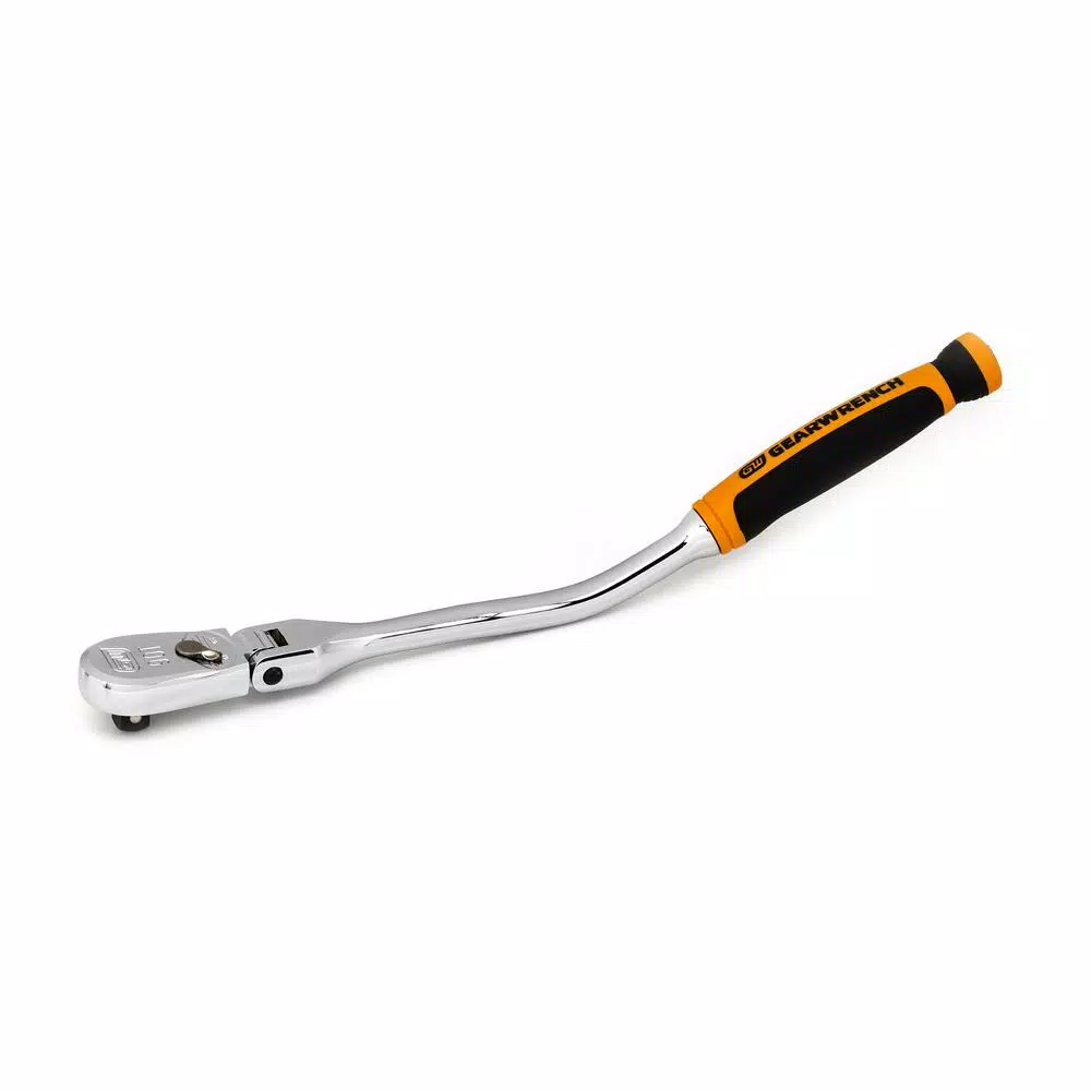 GEARWRENCH 3/8 in. Drive 90-Tooth Offset Flex Head Teardrop Ratchet, 12.25 in.