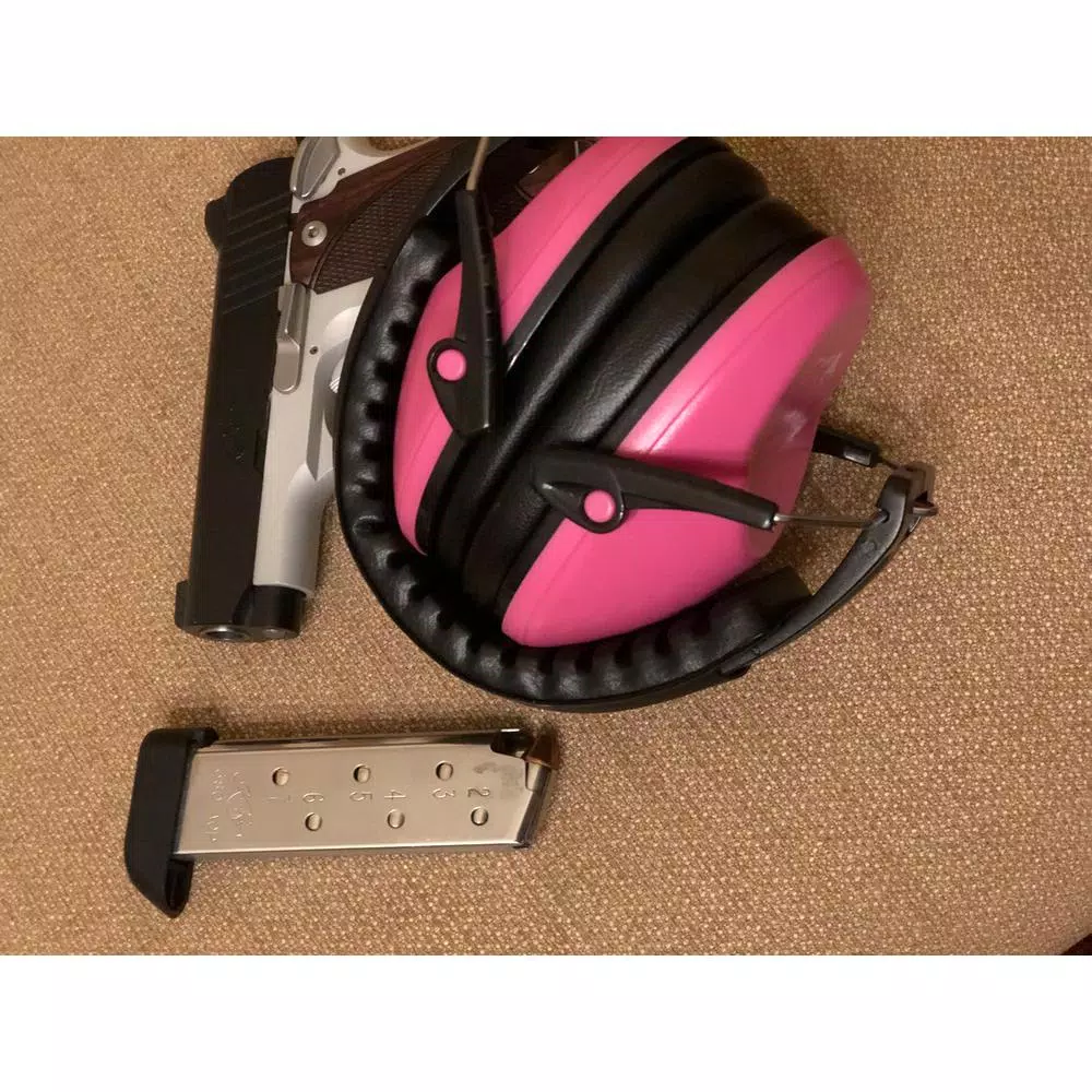 G & F Products Pink Passive Folding Slim Earmuffs for Kids and Women - 26 NRR Hearing Protection