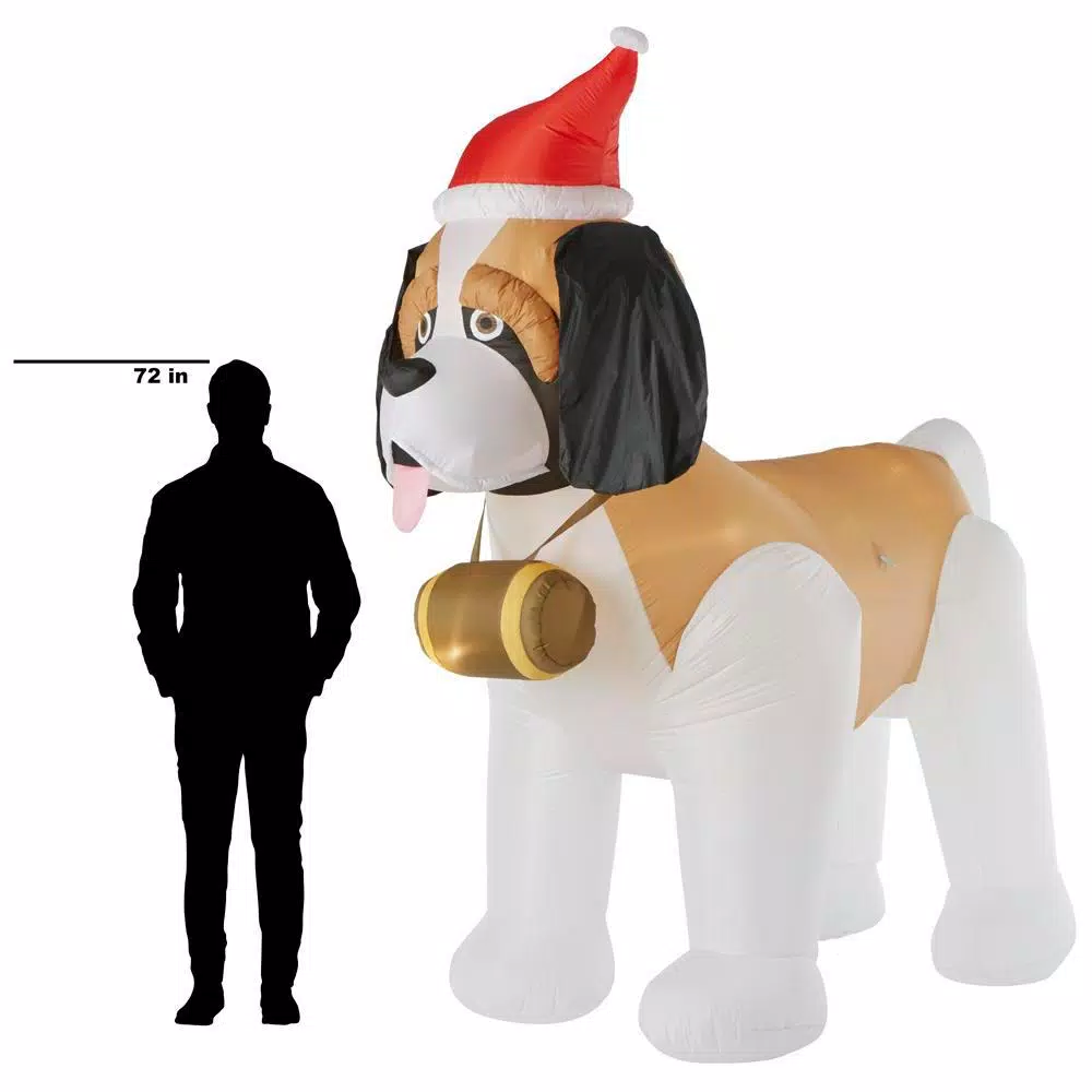 Gemmy 9 ft. Inflatable St. Bernard Christmas Yard Decoration with White Lights