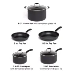 Ecolution Symphony 8-Piece Aluminum Nonstick Cookware Set with Hydrolon PFOA-Free Coating, Slate thumbnail 3