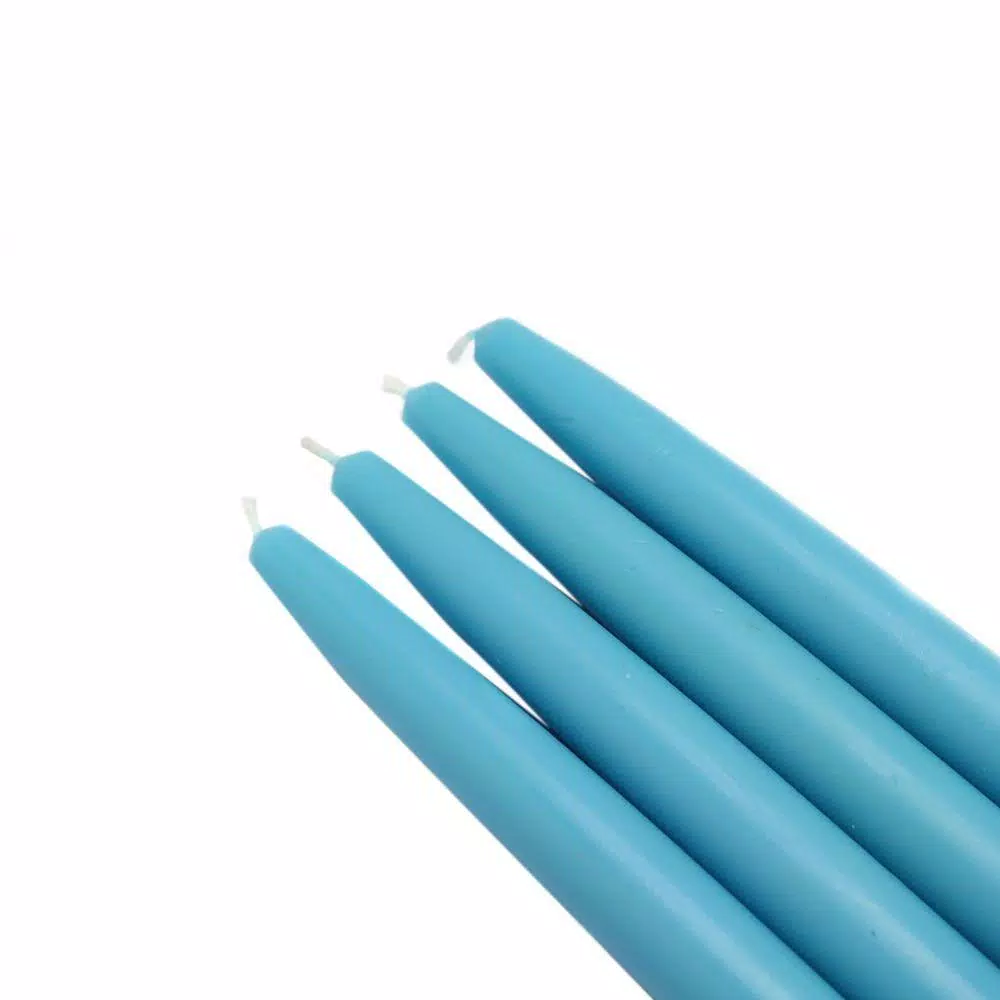 Zest Candle 6 in. Turquoise Taper Candles, Unscented Paraffin Wax, Set of 12