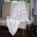 Lavish Home Snow Flakes Fleece Sherpa Throw Blanket, Gray thumbnail 1