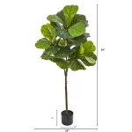 Nearly Natural 54 in. Fiddle Leaf Artificial Tree with Real Touch Leaves and Black Stone Planter thumbnail 2