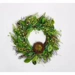 Worth Imports 24 in. Green Leaves, Berries and Nest Wreath on Natural Twig Base thumbnail 1
