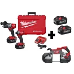 Milwaukee M18 FUEL 3-Tool Combo Kit: Hammer Drill, Impact Driver & Band Saw with 4 Batteries thumbnail 1