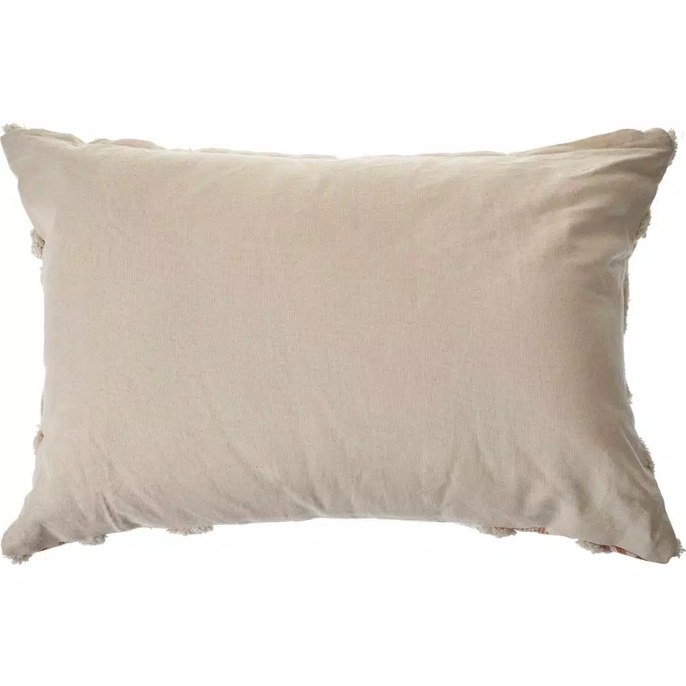 LR Home 36 x 14 in. Orange and Cream Tufted Geometric Cotton Throw Pillow