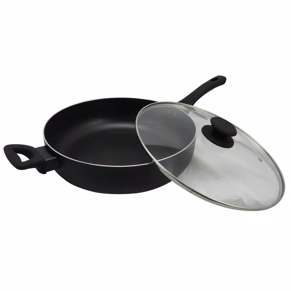 Oster Ashford 5 Qt. Aluminum Nonstick Saute Pan with Glass Lid, Black