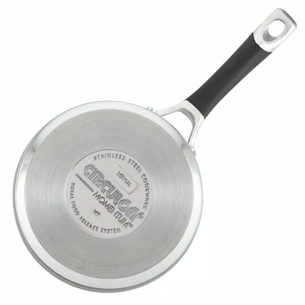 Circulon Momentum 3-Quart Stainless Steel Nonstick Straining Saucepan with Glass Lid