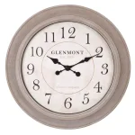 Pinnacle 24 in. Washed Grey Woodgrain Round Wall Clock - Rustic Vintage Style thumbnail 2