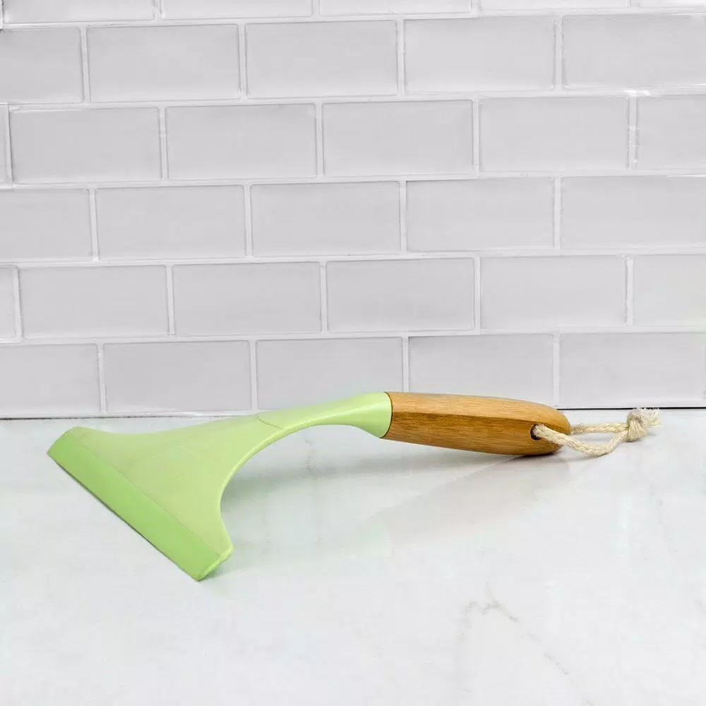Home Basics 1.75 in. Bamboo Window Squeegee with Rubber Blade and Handle