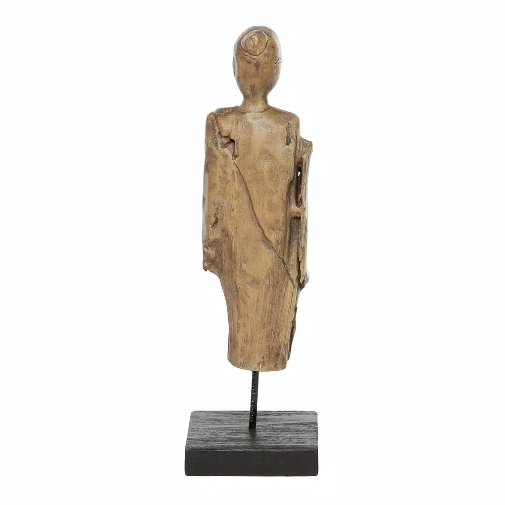 LITTON LANE Hand-Carved Natural Albizzia Wood Buddha Sculpture, 18 in. Tall