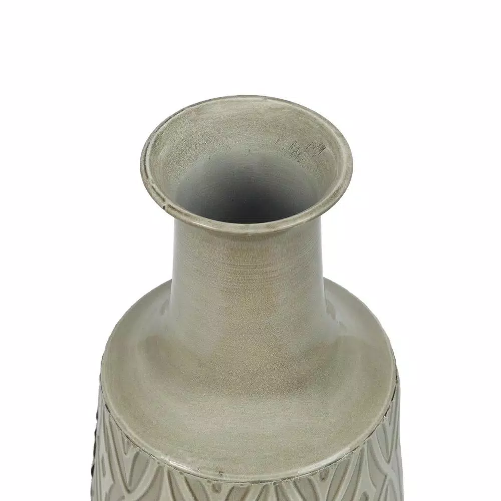 Winsome House 2-Piece Green-Gray Metal Damask Urn Vase Set