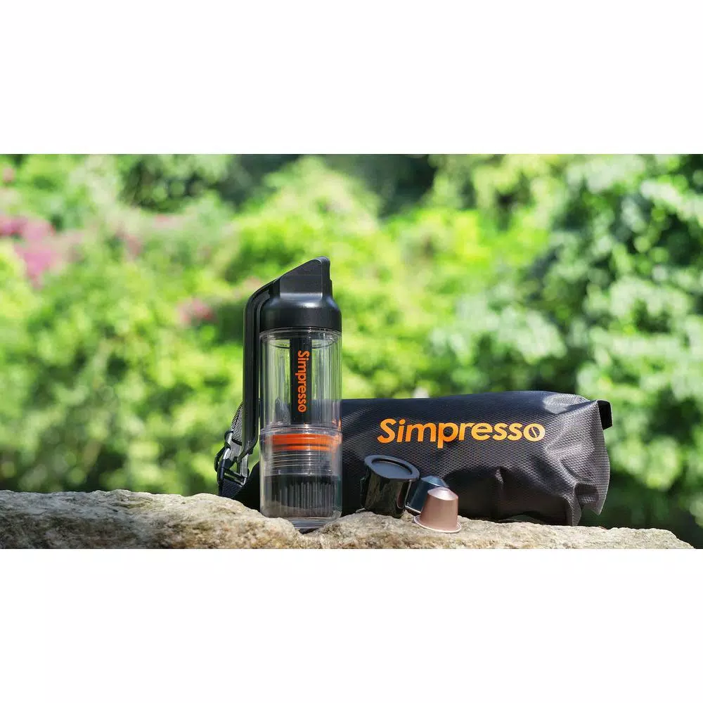 Simposh Simpresso Portable Espresso Machine - Hand Powered Travel Coffee Maker with NS Capsule & Ground Coffee Compatibility