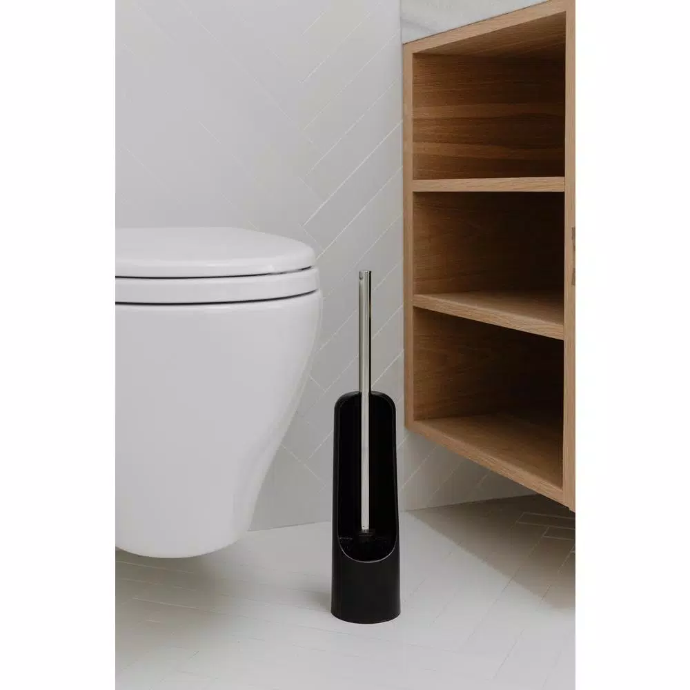 Umbra Touch Toilet Brush and Holder Set, Black/Chrome