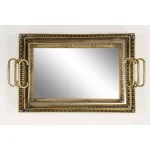 LITTON LANE Set of 3 Large Rectangular Metallic Gold Mirror Vanity Trays with Pierced Metal Designs thumbnail 4