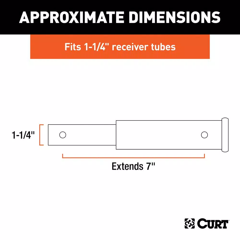 CURT 7" Receiver Tube Extender for 1-1/4" Shank