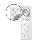 LITTON LANE Contemporary 42 in. Mirrored Wall Clock with Bevelled Tiles and Stainless Steel Frame thumbnail 3