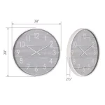 Pinnacle 28 in. Gray Washed Wood Plank Round Wall Clock - Rustic Farmhouse Decor thumbnail 4