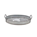 LITTON LANE Distressed Silver Galvanized Iron Decorative Trays with Handles, Set of 2 thumbnail 6