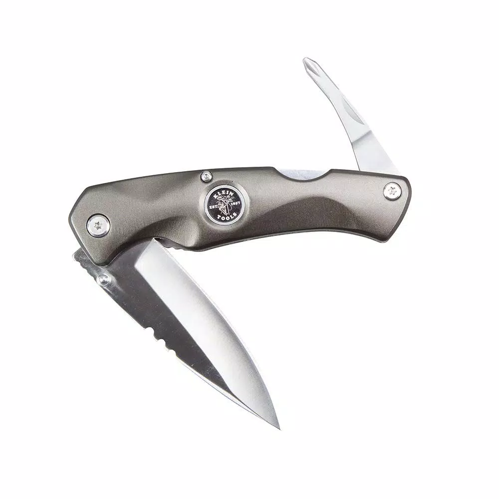 Klein Tools Electrician's Folding Pocket Knife with Phillips Driver and Wire Stripper