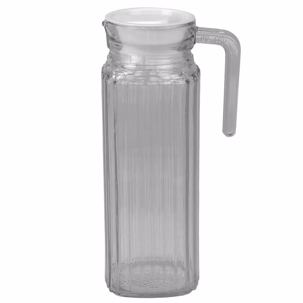 Unbranded Embellished Glass Decorative Pitcher, 33.8 fl. oz. Modern Clear Glassware
