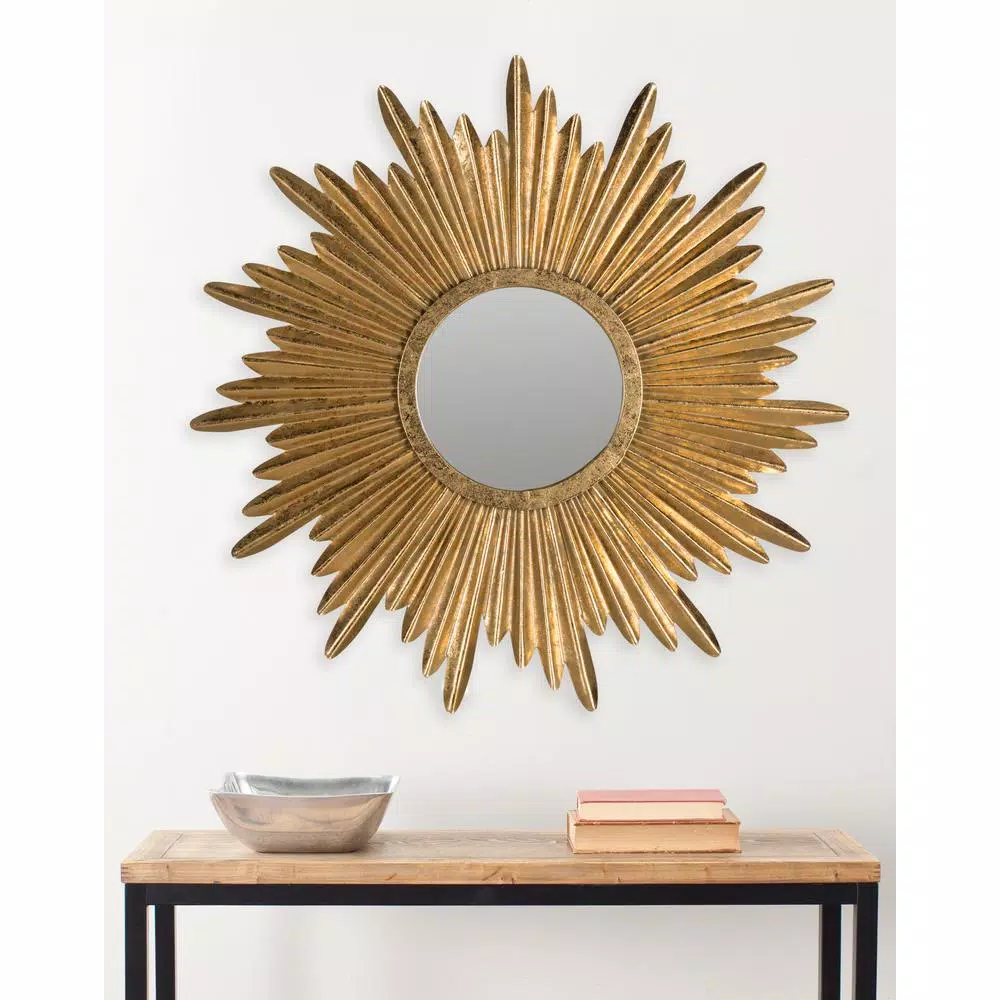Safavieh Josephine Round Antique Gold Sunburst Decorative Accent Mirror