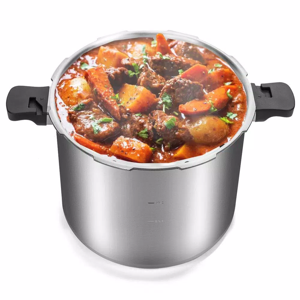 XtremepowerUS 22 qt. Polished Aluminum Pressure Canner and Cooker with Built-in Pressure Dial Gauge