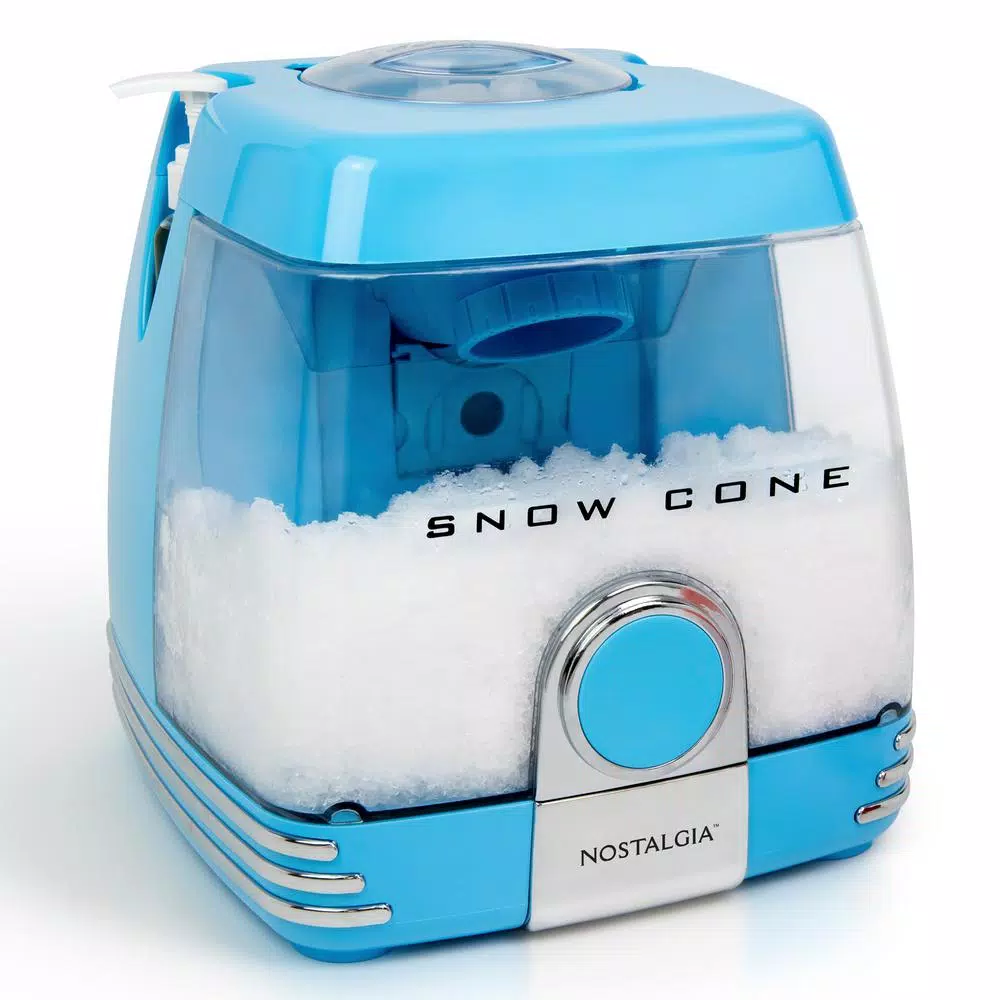 Nostalgia Blue Countertop Snow Cone Machine with 240 oz. Capacity and Stainless Steel Blades