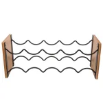 Creative Home Acacia Wood and Black Iron Wine Rack - 9 Bottle Capacity Tabletop Wine Holder thumbnail 1