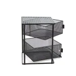 Mind Reader Rotating 2-Tier All-Purpose Organizer Shelf with Magnetic Baskets and Top Shelf, Black thumbnail 1