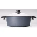 Woll Diamond LITE 5.8 Qt. Round Cast Aluminum Nonstick Casserole Dish with Glass Lid, Gray thumbnail 2