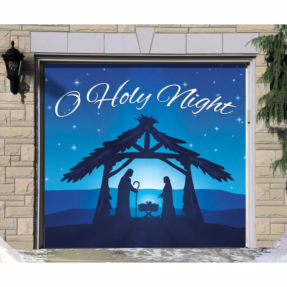 My Door Decor 7 ft. x 8 ft. Nativity Scene O'Holy Night Christmas Garage Door Banner Mural