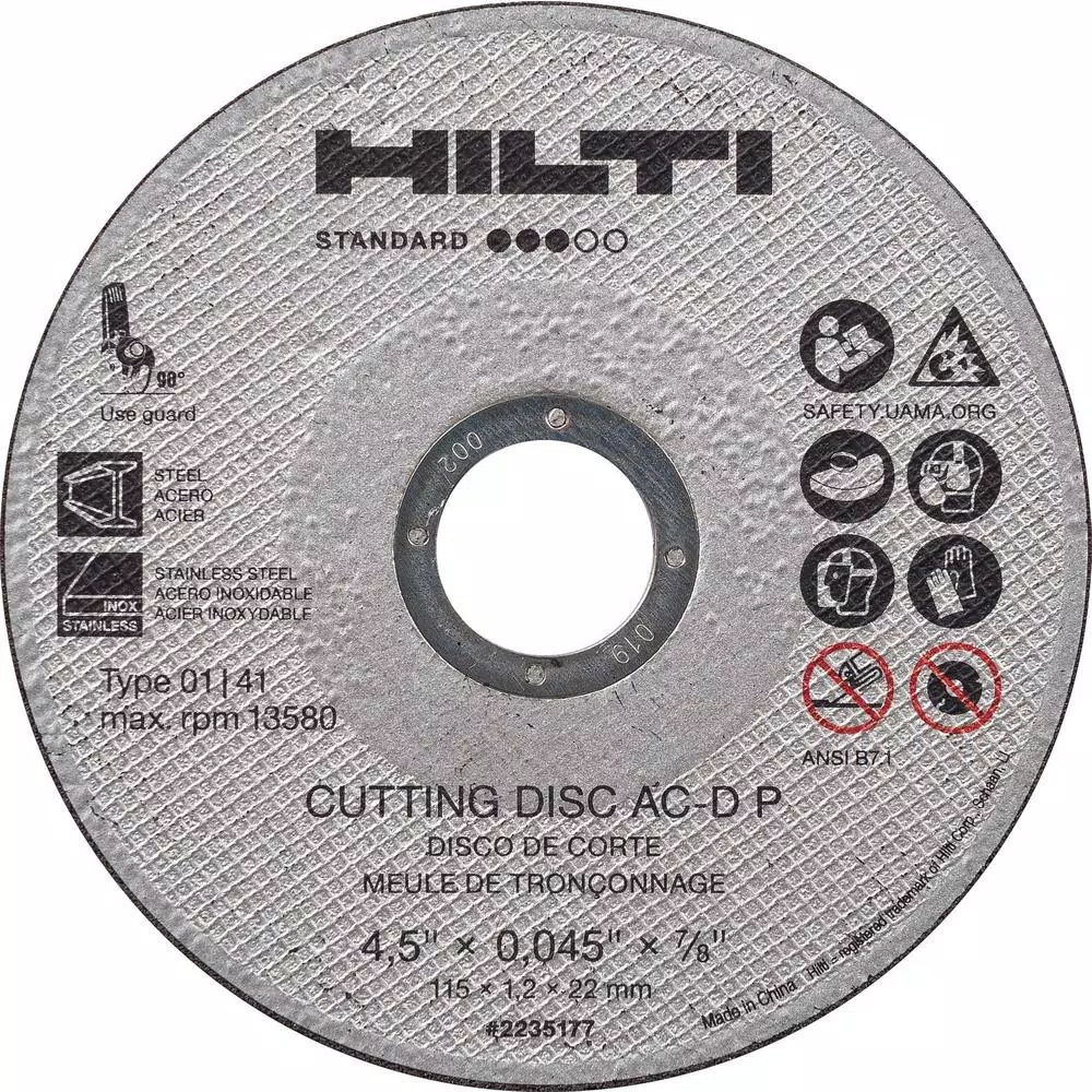 Hilti 5 in. Abrasive Cutting Disc, 0.045 in. Thin, 7/8 in. Arbor, 25-Pack