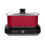 West Bend 5 Qt. Red Non-Stick Versatility Slow Cooker with Griddle Base, Travel Lid, and Thermal Tote thumbnail 1