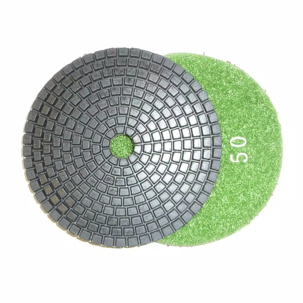 Unbranded JHX 4 in. Wet Diamond Polishing Pad Set for Granite and Concrete with Semi-Rigid Back Holder (7-Piece)