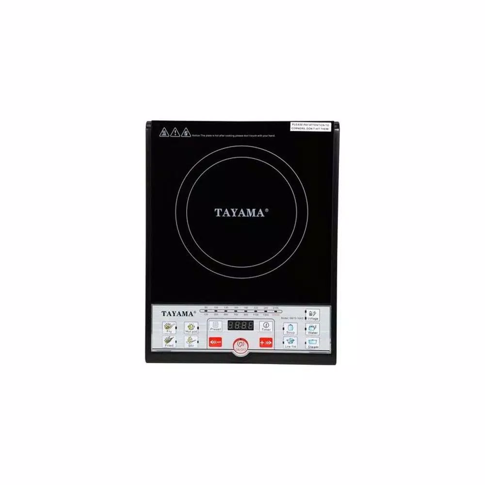 Tayama 1500W Single Burner 8 in. Black Induction Hot Plate with Shabu Cooking Pot