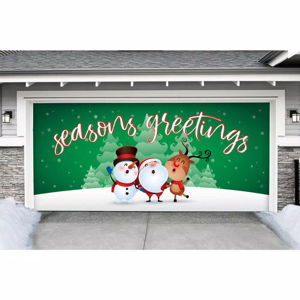 My Door Decor 7 ft. x 16 ft. Christmas Characters Garage Door Banner Mural