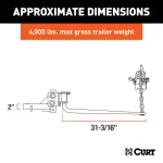 CURT MV Round Bar Weight Distribution Hitch, 5,000-6,000 lbs. GTW, 31-3/16 in. Bars thumbnail 12