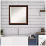 Amanti Art Cyprus 23 in. W x 23.12 in. H Square Beveled Edge Wood Bathroom Vanity Mirror, Dark Brown Walnut thumbnail 8