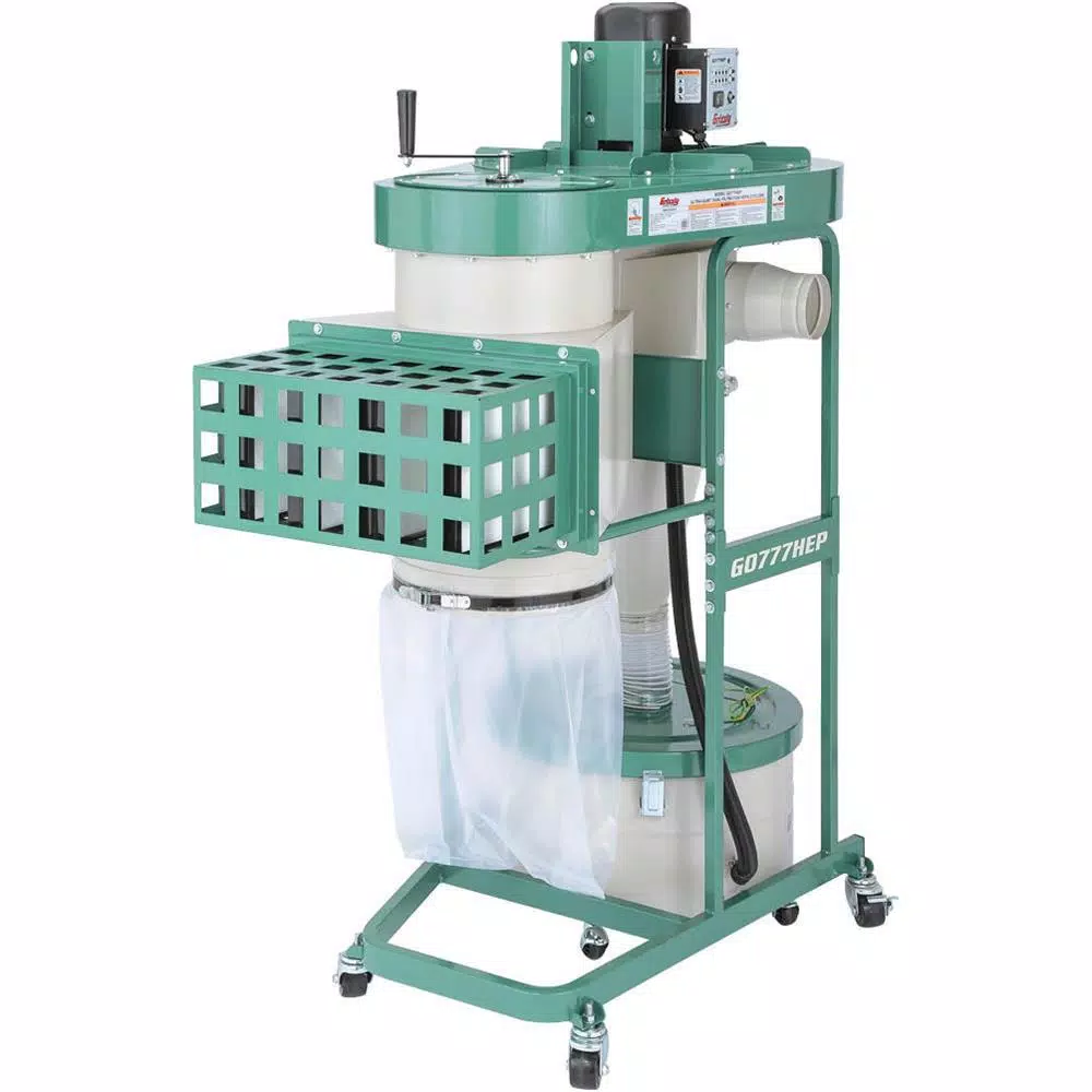 Grizzly Industrial 1-1/2 HP Ultra-Quiet Dual-Filtration HEPA Cyclone Dust Collector, 880 CFM
