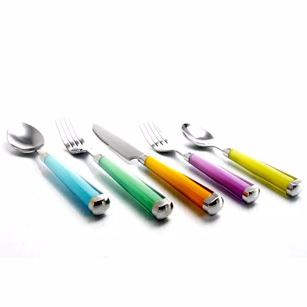 Gibson Home Pastel Extravaganza 20-Piece Stainless Steel Flatware Set with Hanging Rack, Service for 4