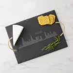 Cathy's Concepts Chicago Skyline Black Slate Serving Tray with Hemp Handles thumbnail 5