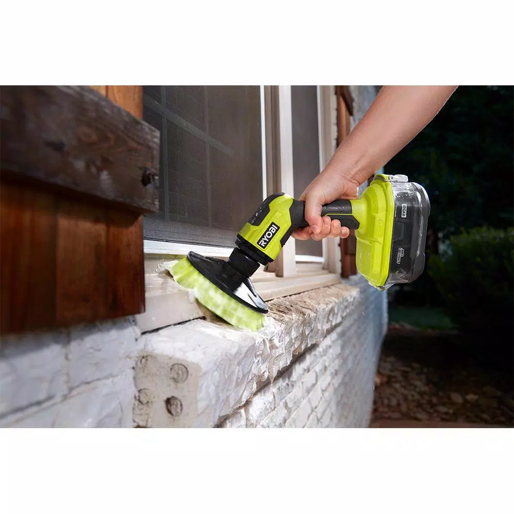 RYOBI 18V ONE+ Compact Power Scrubber Kit with 2.0 Ah Battery and Charger