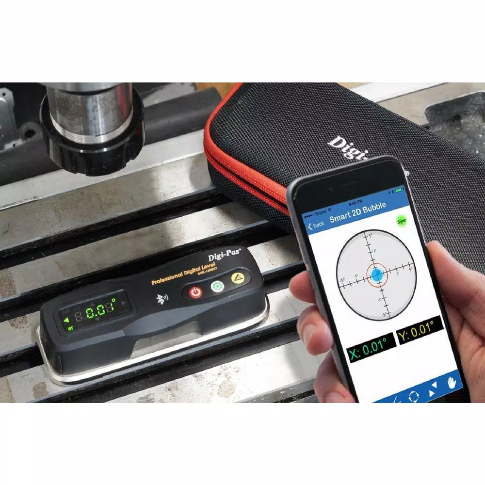 Digi-Pas DWL1300XY 6 in. 2-Axis Smart Machinist Digital Level, Bluetooth, NIST-Traceable