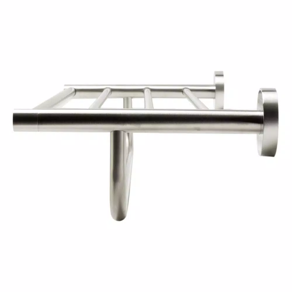 ALFI BRAND AB9538-BN 25.75 in. Modern Wall Mount Towel Rack with Shelf, Brushed Nickel