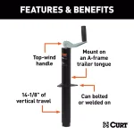 CURT A-Frame Trailer Jack with Top Handle, 5,000 lbs. Capacity, 14 in. Travel thumbnail 4