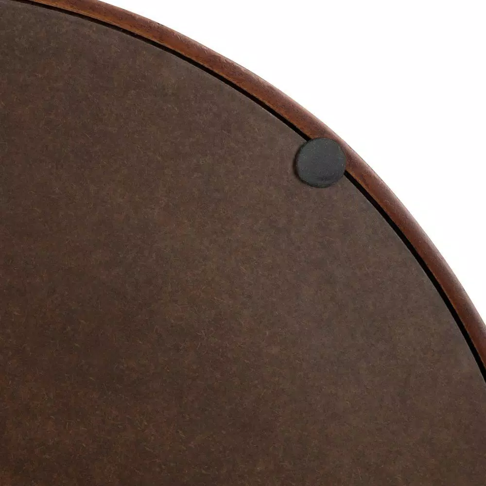 Kate and Laurel Lipton 18 in. Round Walnut Brown Decorative Wood Tray with Metal Handles