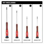 Milwaukee 4-Piece Precision Screwdriver Set with All-Metal Core thumbnail 3